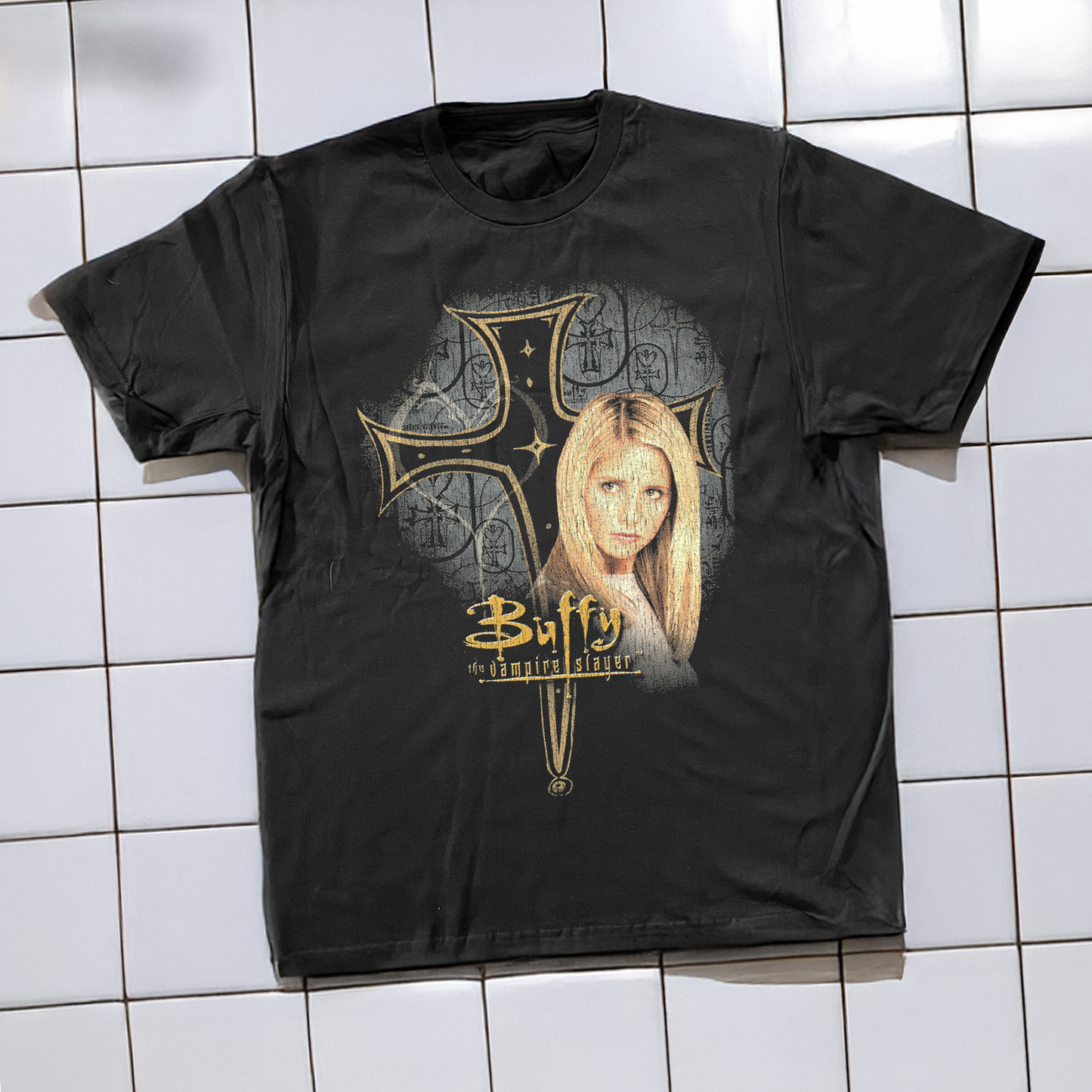 98 Buffy The Vampire Slayer Promo Washed Black T-Shirt