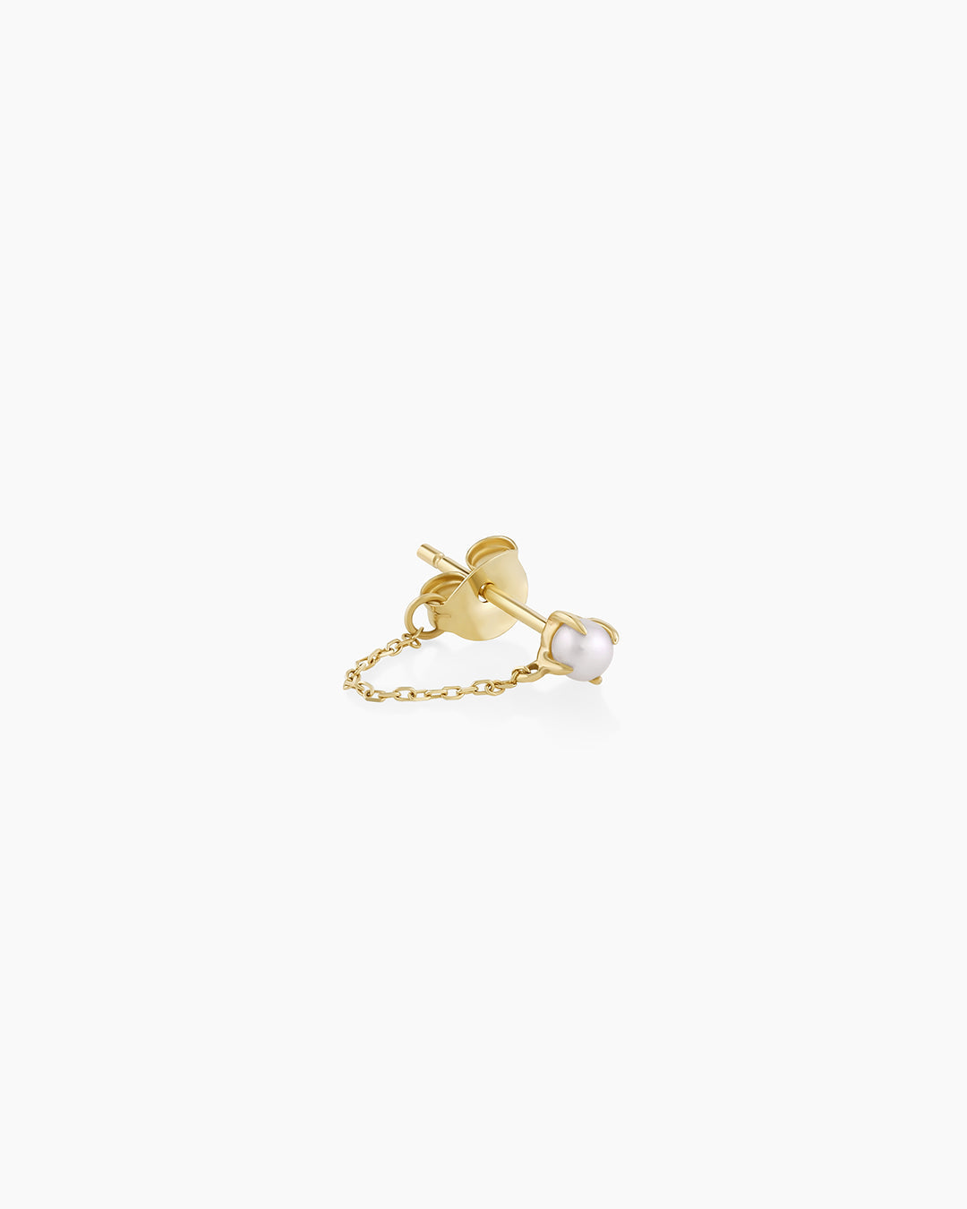14K Gold Pearl Newport Chain Single Huggie