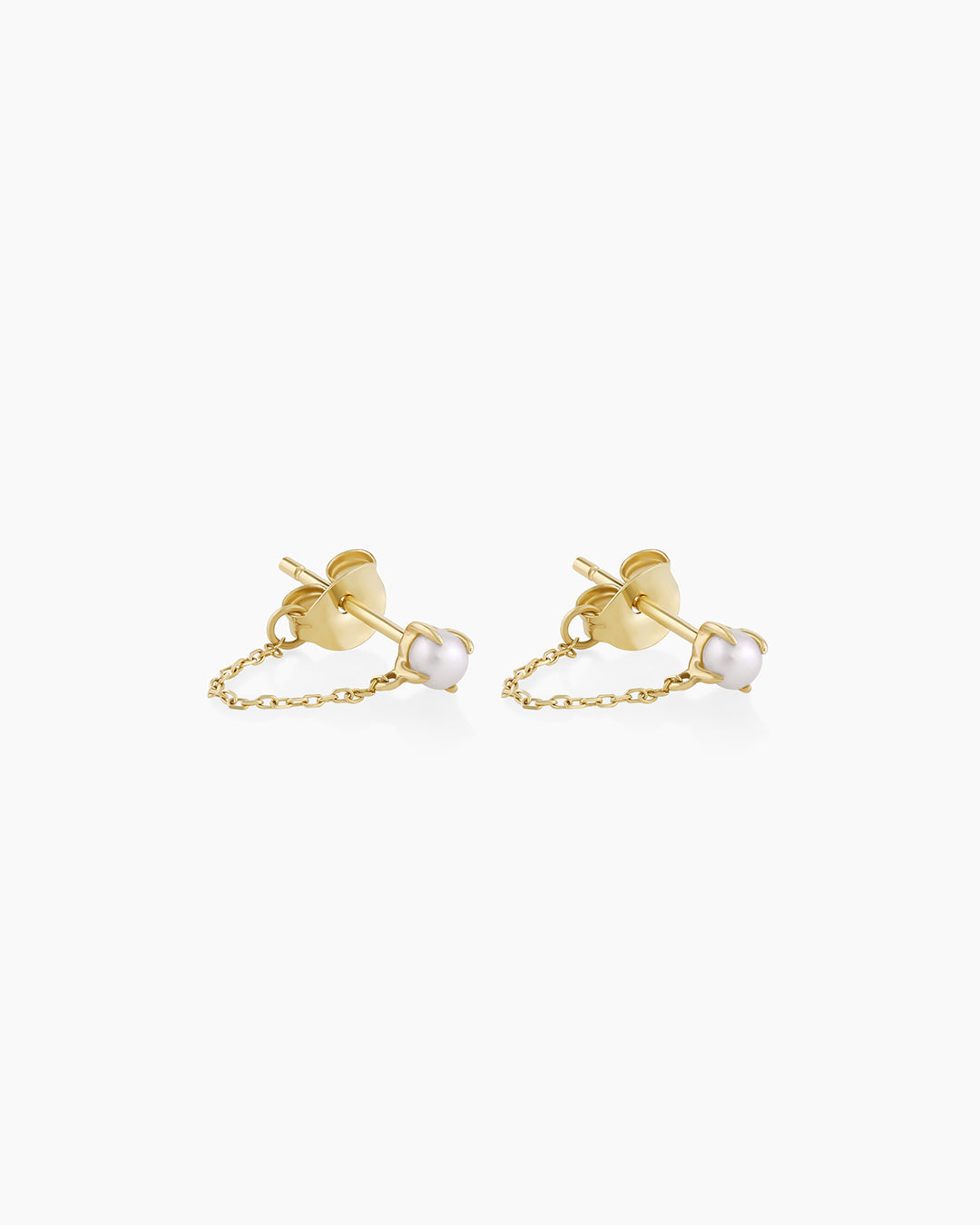 14K Gold Pearl Newport Chain Huggies