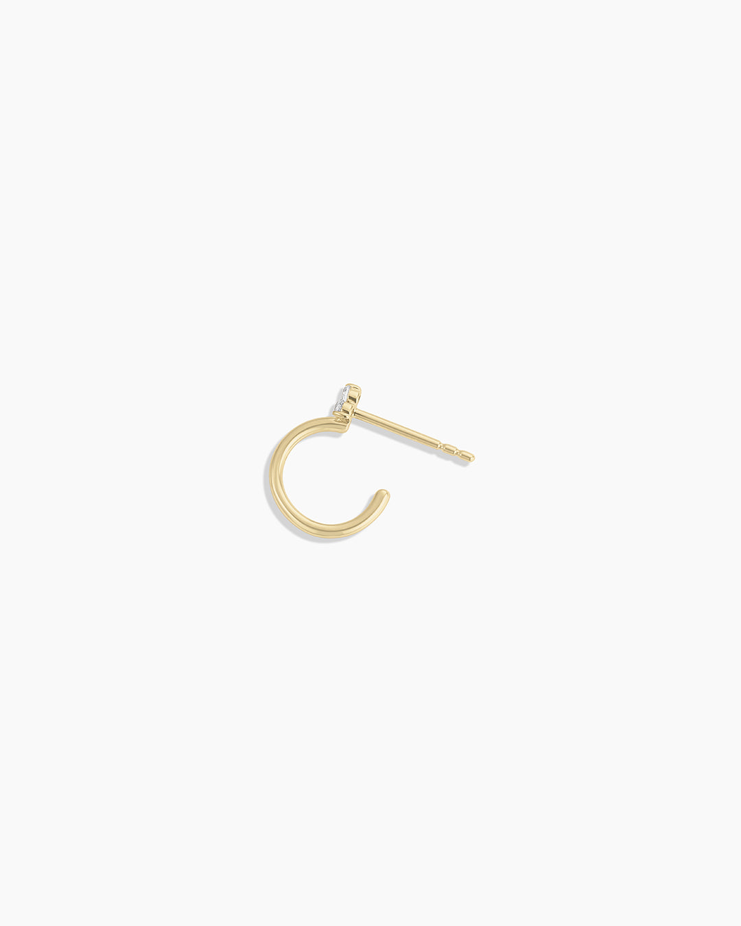 14K Gold White Sapphire Bali Stud Single Huggie