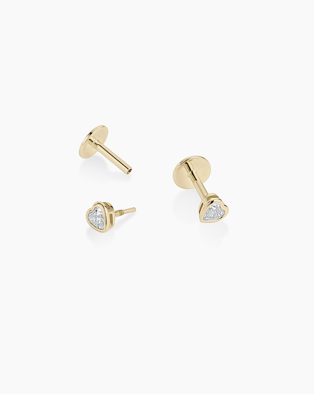 14K Lab Grown Diamond Heart Flat Back Studs