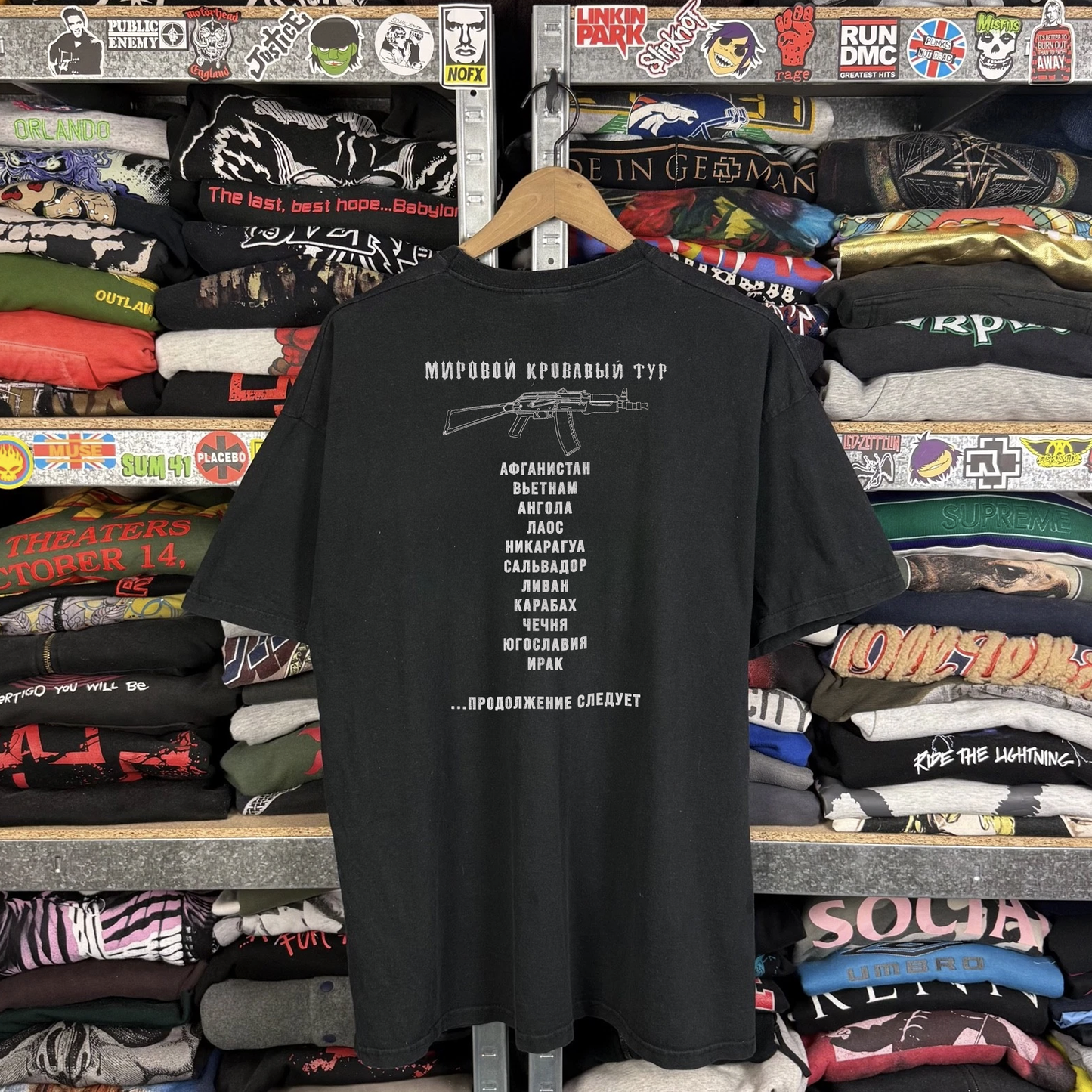 90s Kalashnikov AK-47 Tour Washed Black Tee