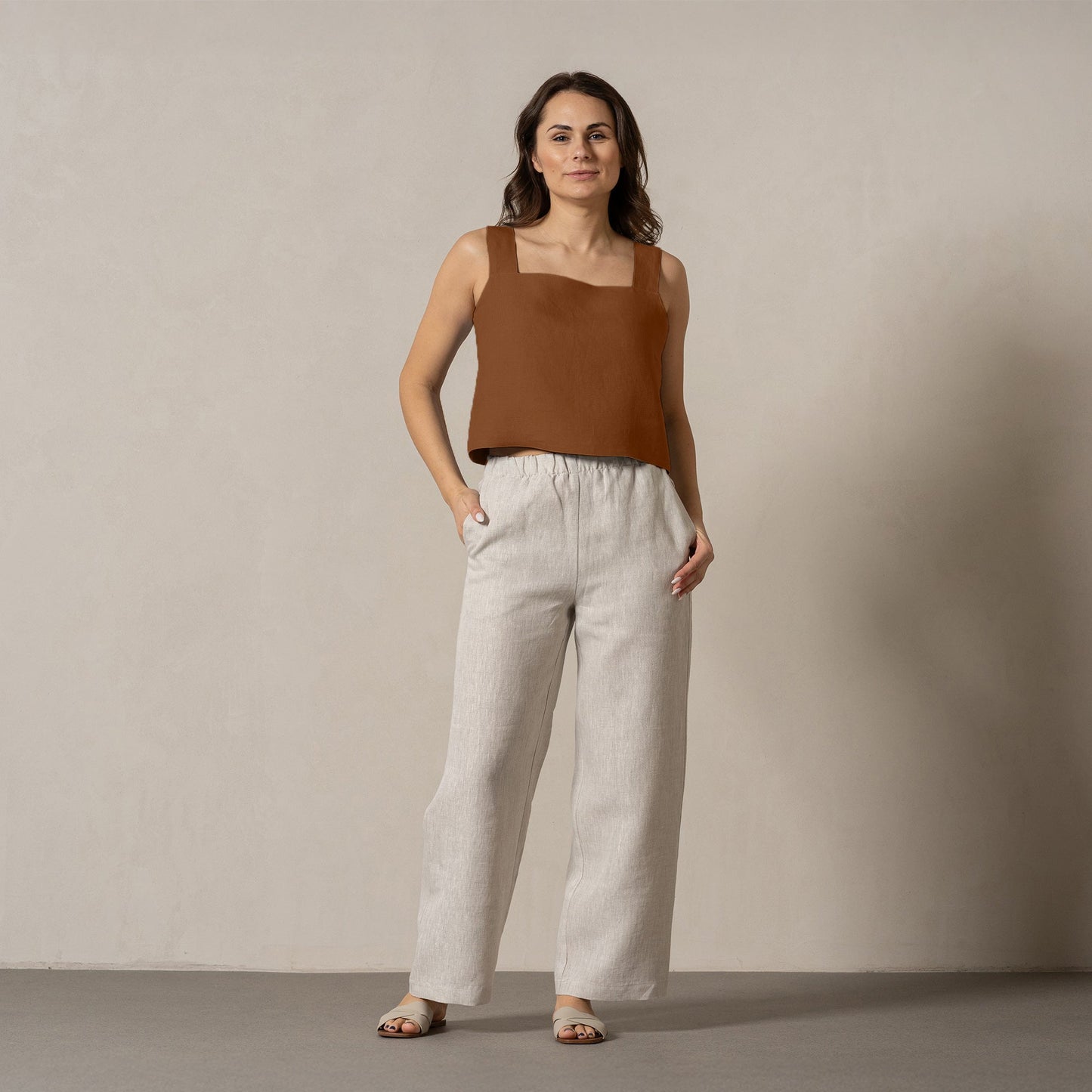 100% Linen Vacation Crop Top