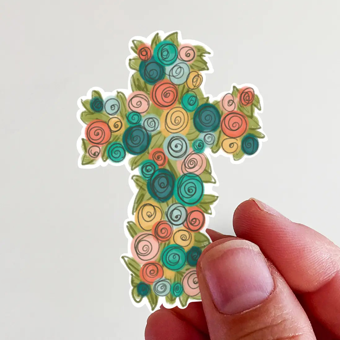 Floral Vinyl Cross Sticker