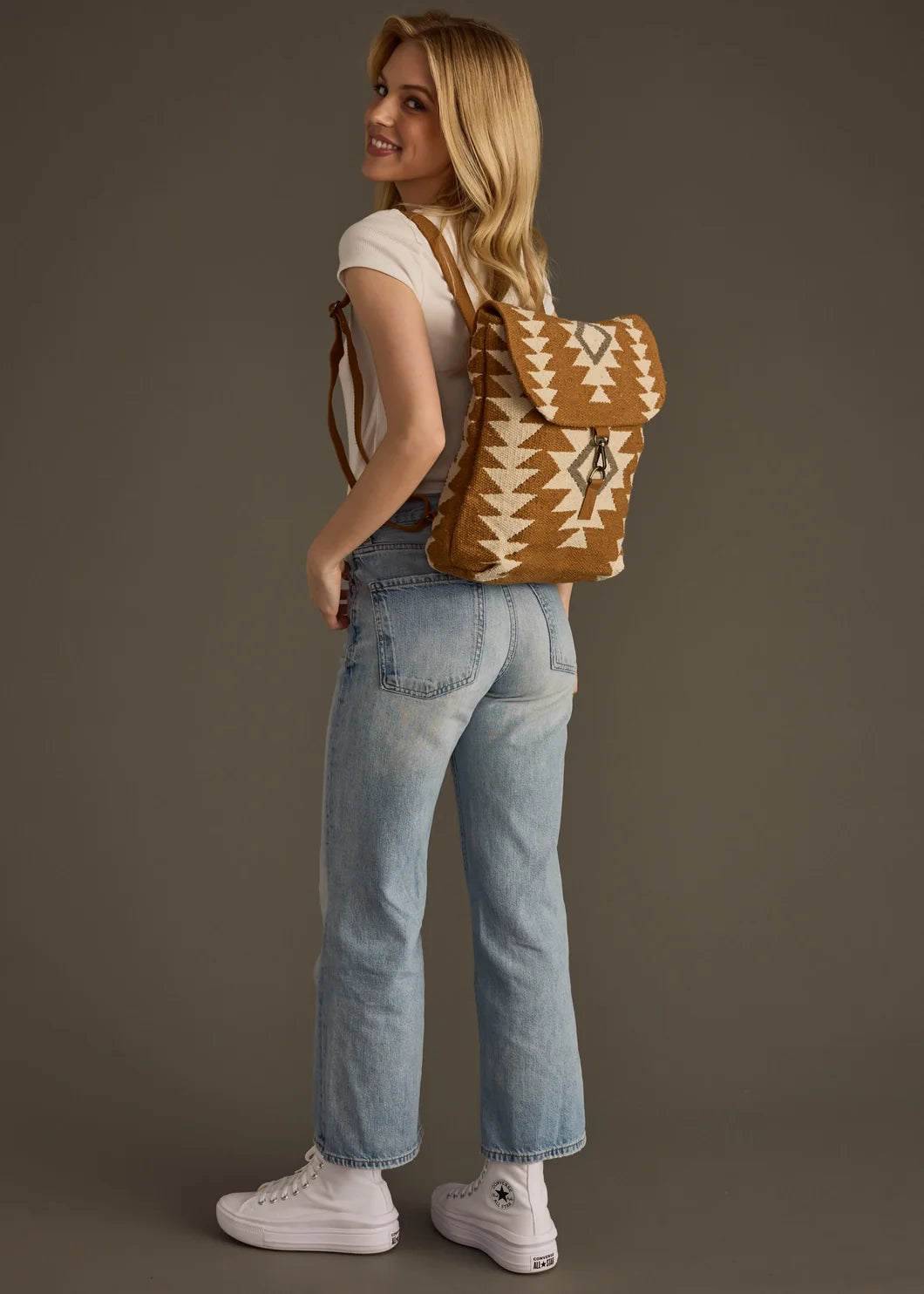 Camel, Cream & Gray Aztec Backpack
