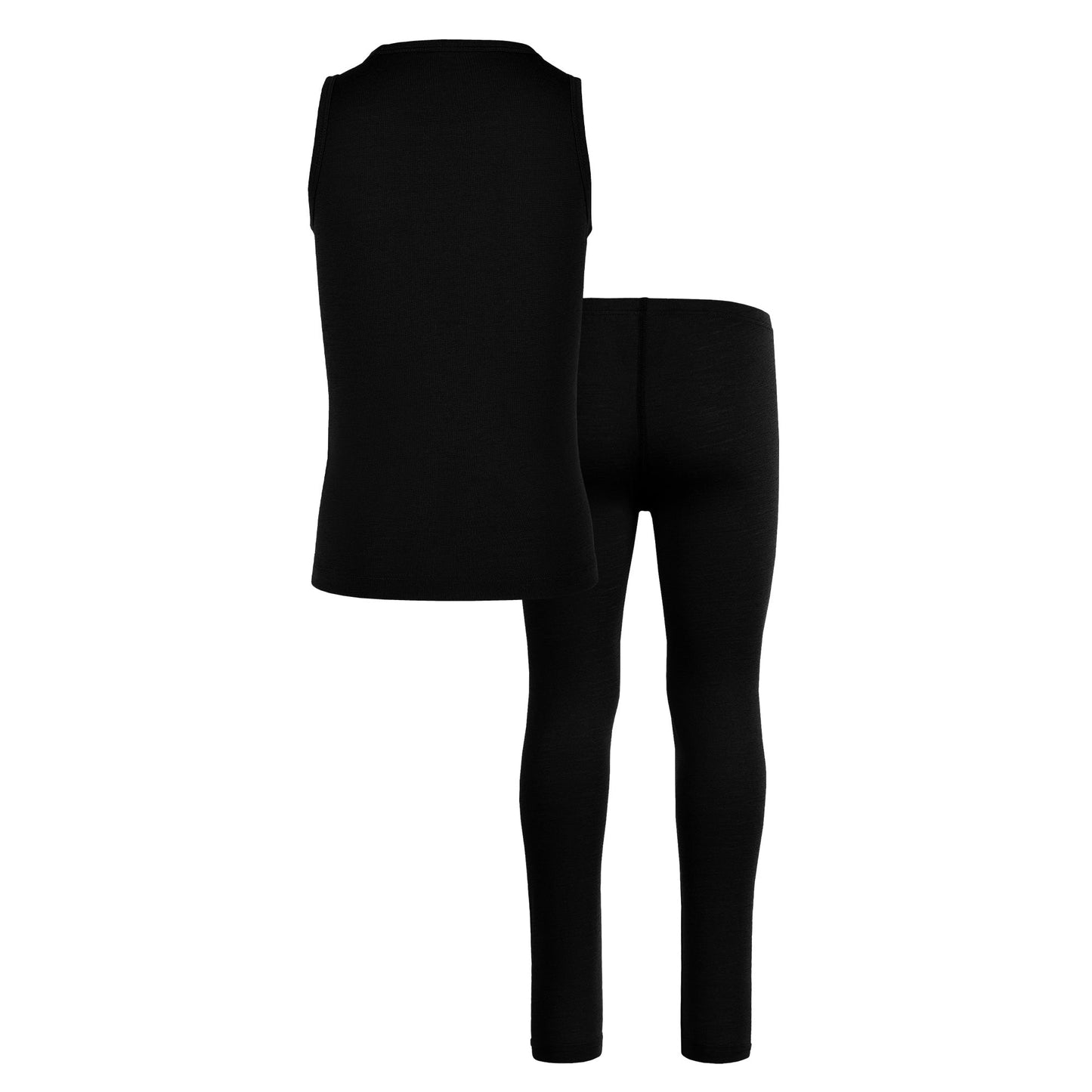 Kids' Merino Tank Top & Bottom 2-Piece Black
