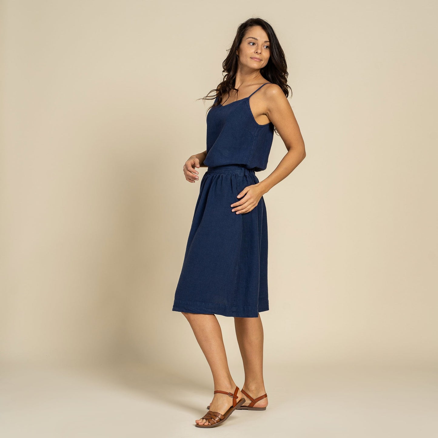 Linen Slip Top Kim Storm Blue