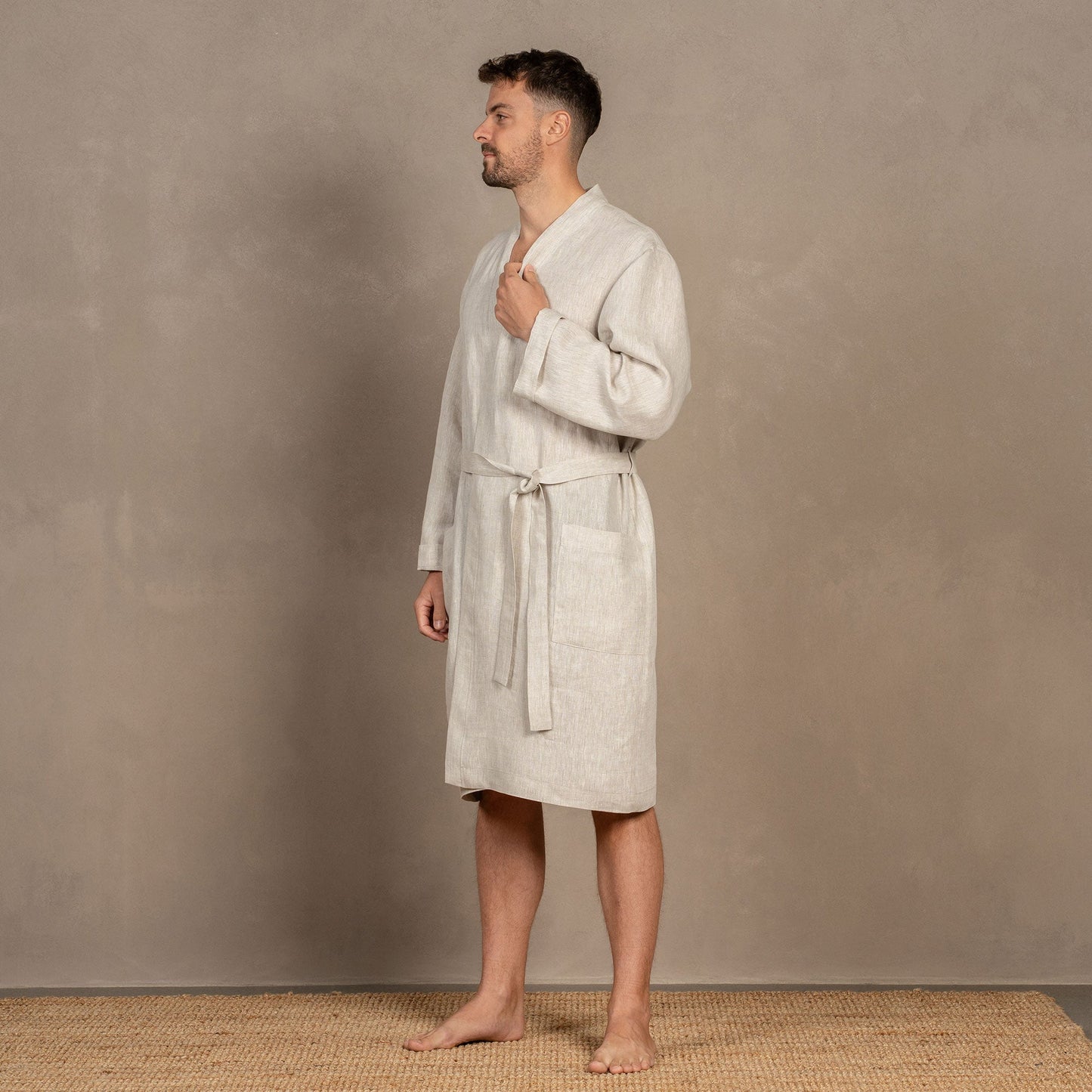 Men's 100% Linen Bath Robe