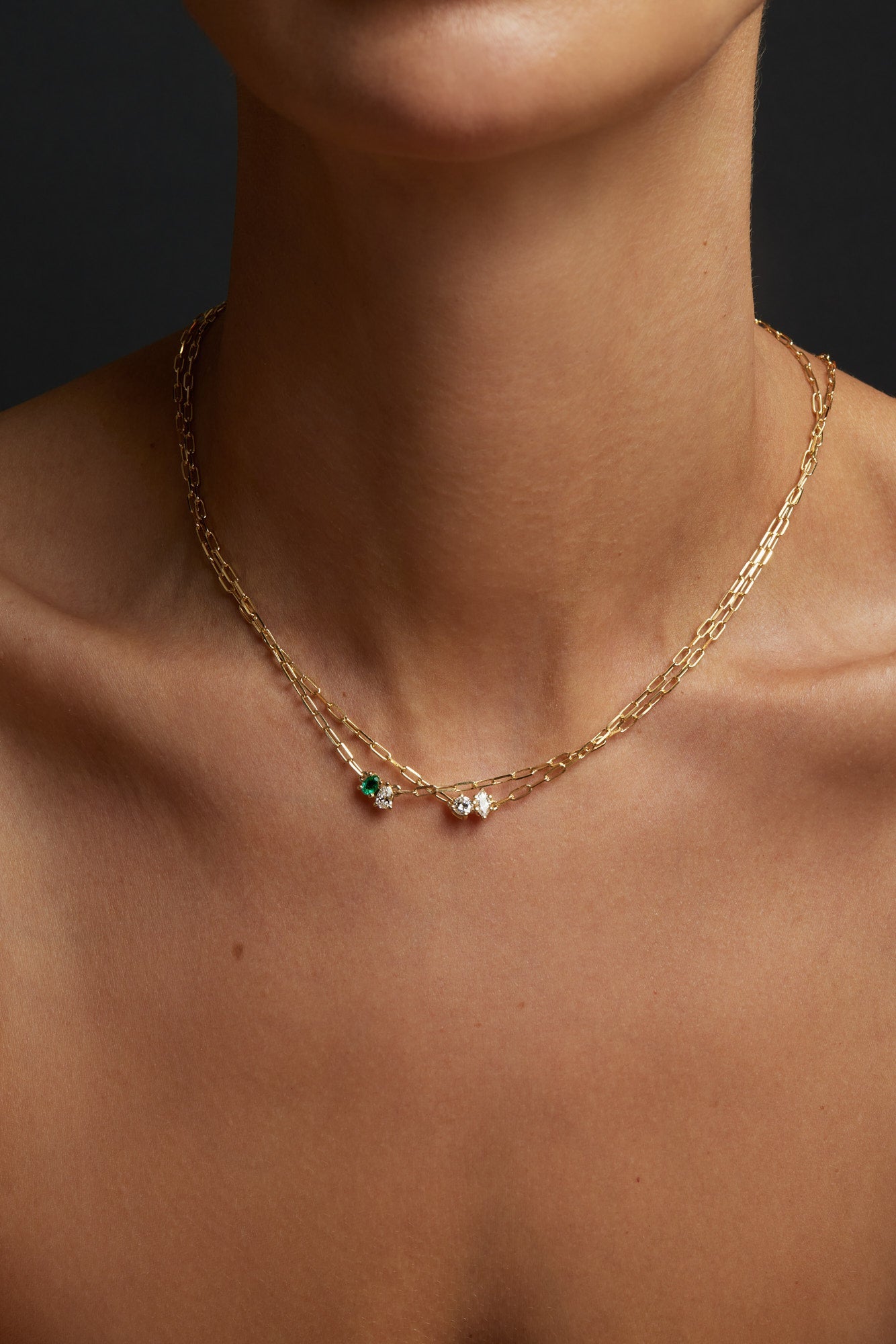 Pear and Oval Diamond Toi Et Moi Necklace | Yellow Gold