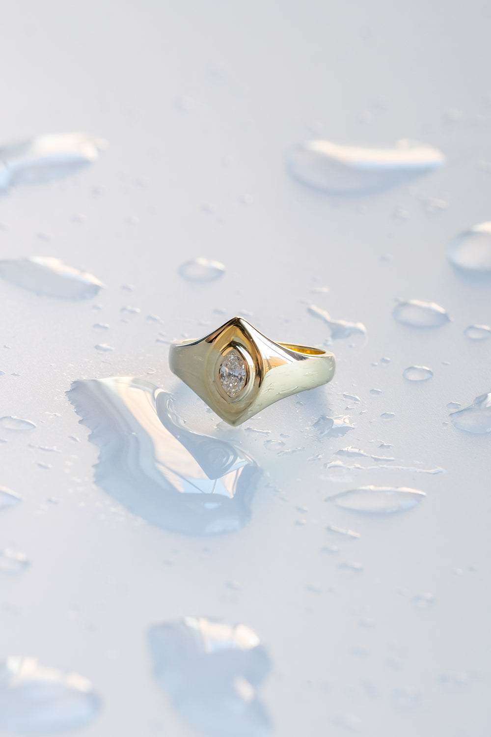 Marquise Diamond Signet Ring | Yellow Gold