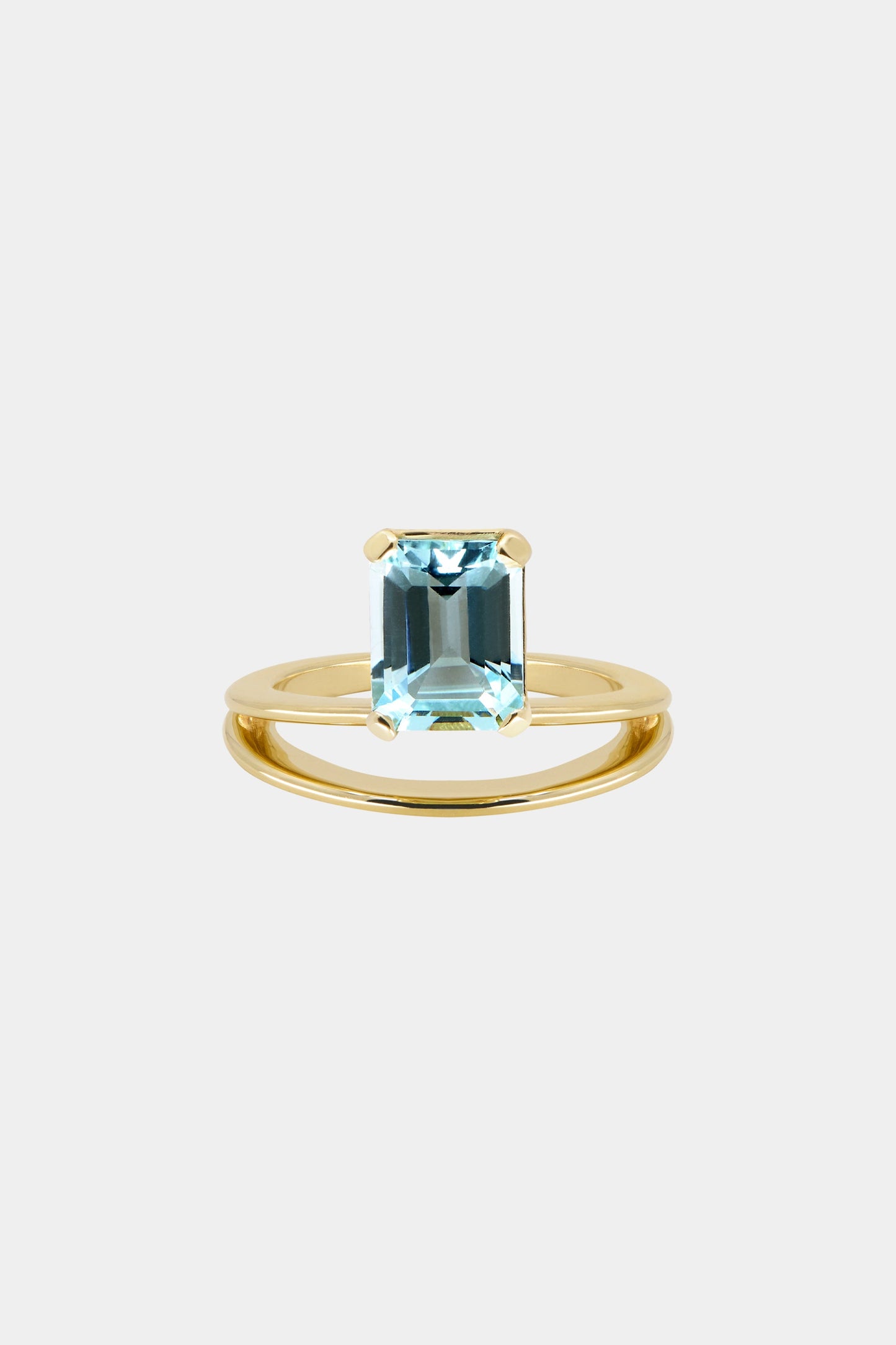 Double Band Gemstone Ring | 9K Yellow Gold