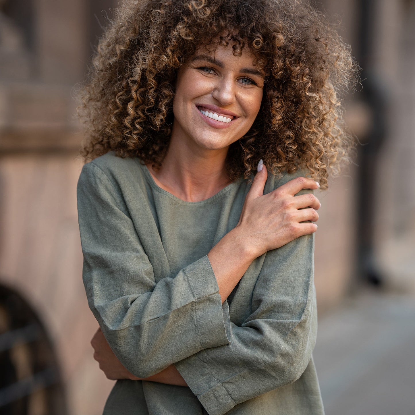 Linen Blouse Nora Stone Green