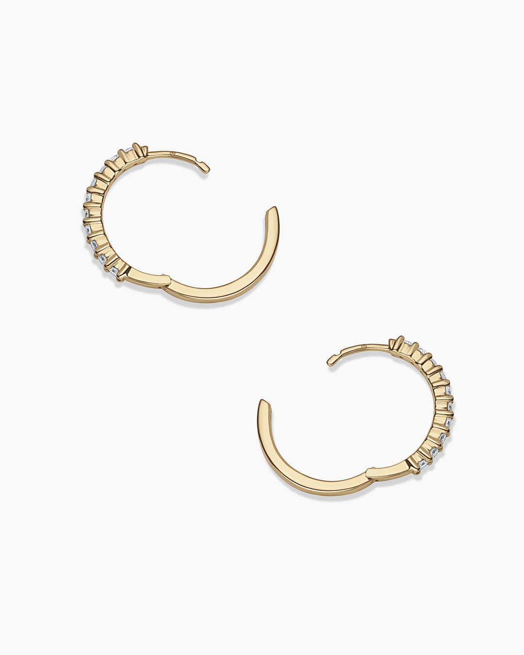 14K Diamond 15mm Hoops