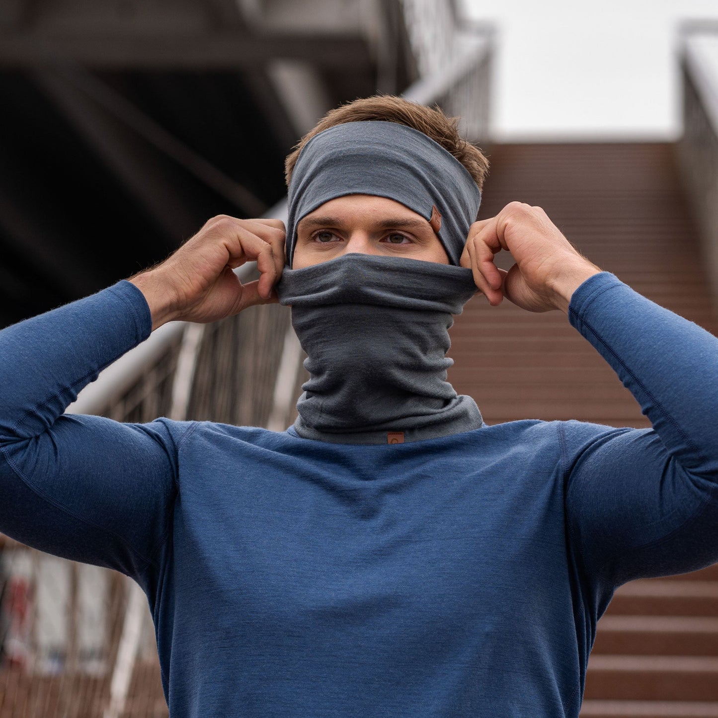 Men's Headband & Gaiter 2-Piece Perfect Grey