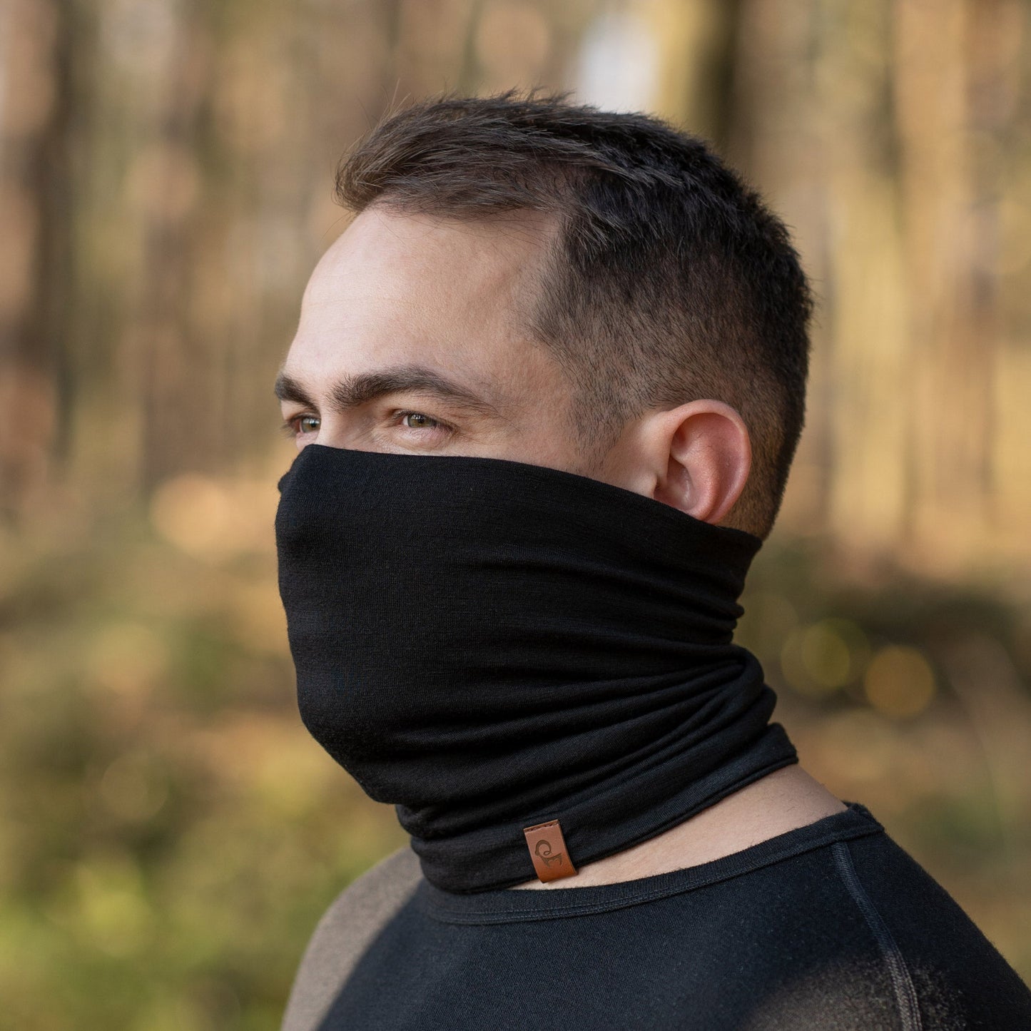 Men's 160gsm Merino Neck Cover Black
