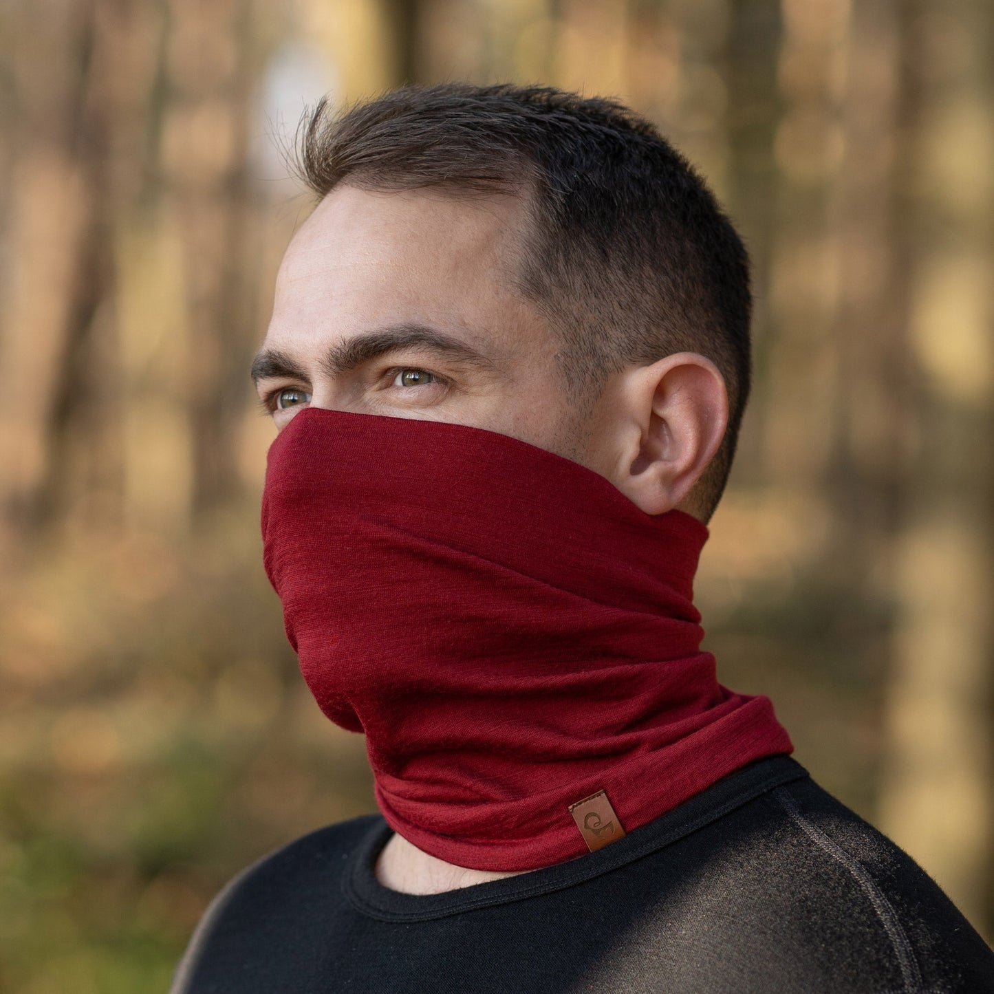 Men's Merino Active Neck Gaiter Royal Cherry / Red