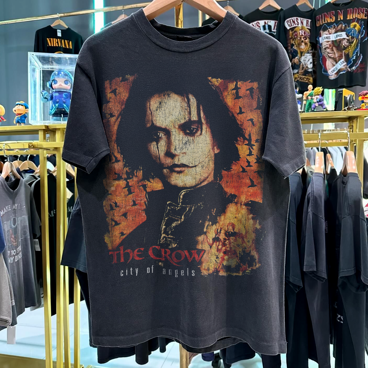 96 The Crow City Of Angels Rare Vintage Washed Black T-Shirt