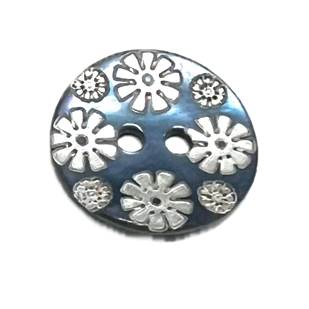 Etched Flower-Turq-15mm