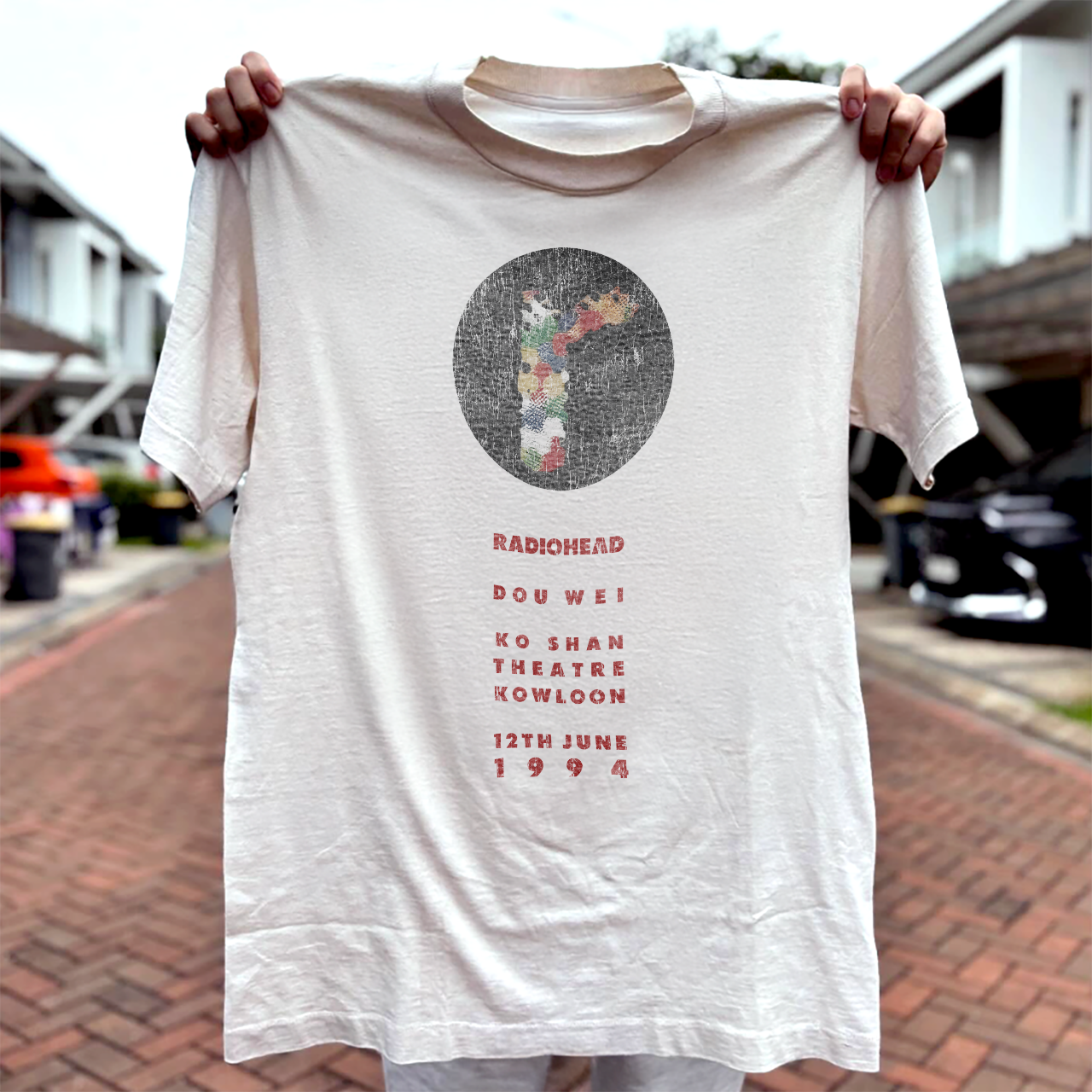 1994 Radiohead 'Hong Kong' Honey Pablo Ultra Rare Washed White T-Shirt