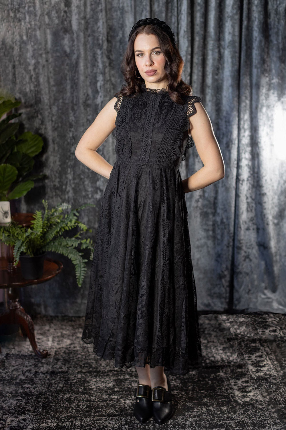 Arabella - Gothic Lace Fit and Flare Dress