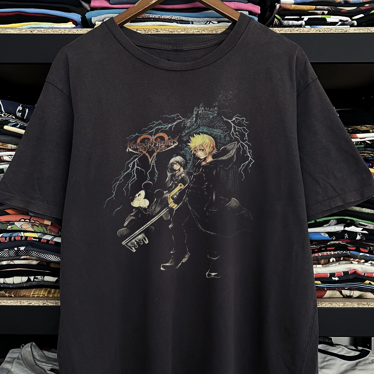 Rare Kingdom Hearts Washed Black Tee