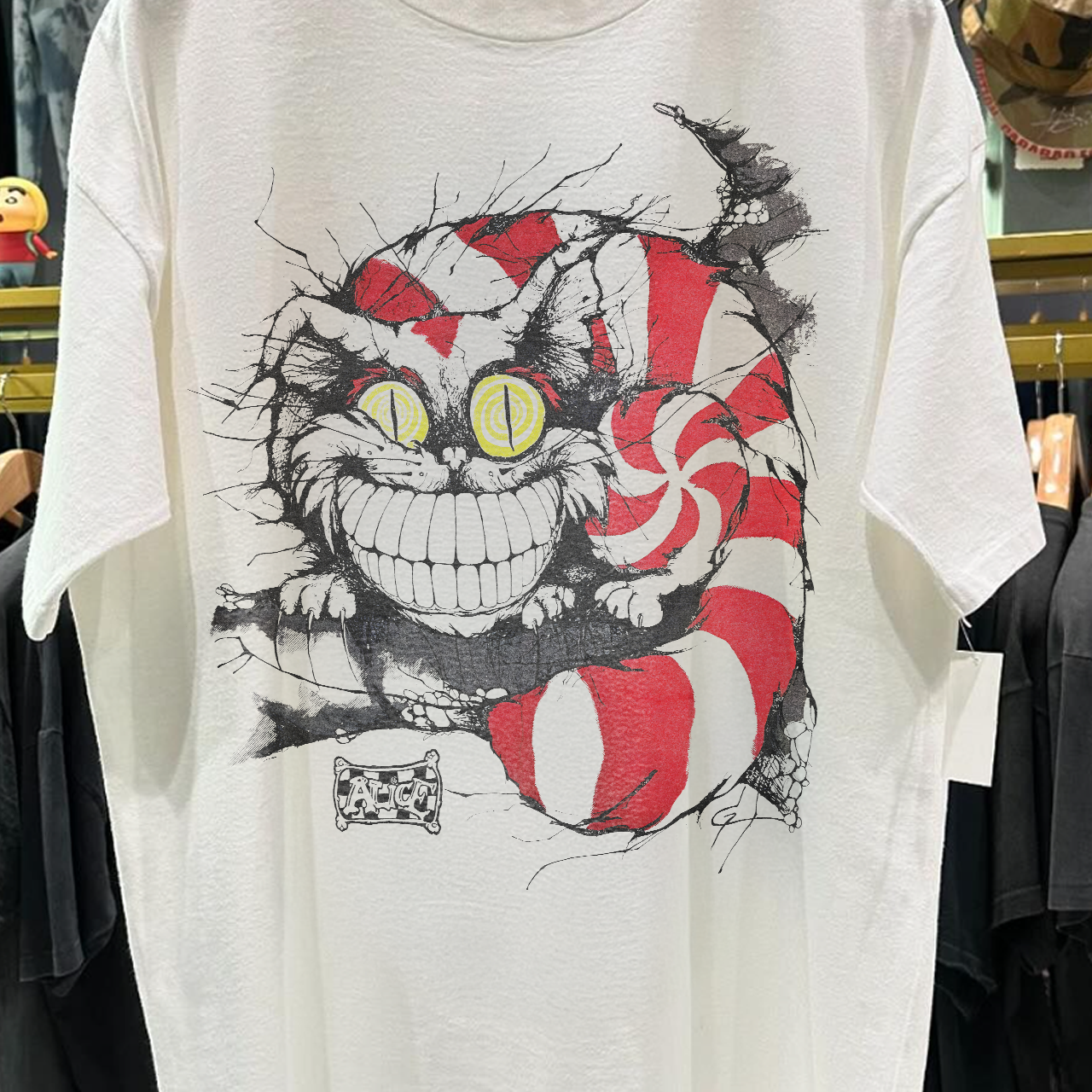 90's 'Were All Mad Here' Rare Washed White T-Shirt