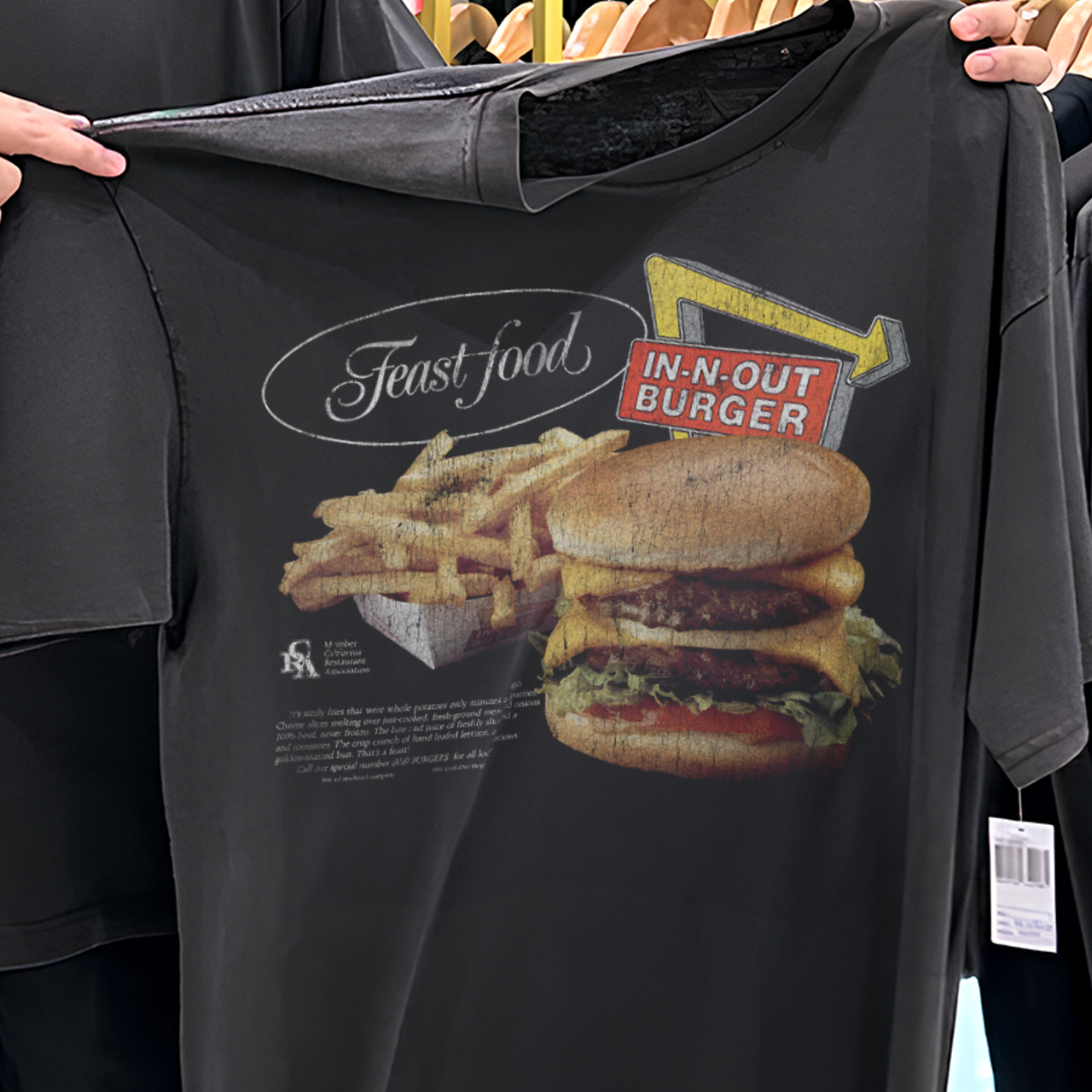 Feast Food 90's In-n-Out Promo Vintage Washed Black T-Shirt