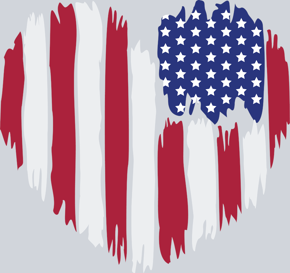 American Flag Heart - STK00215 (DTF Transfers)