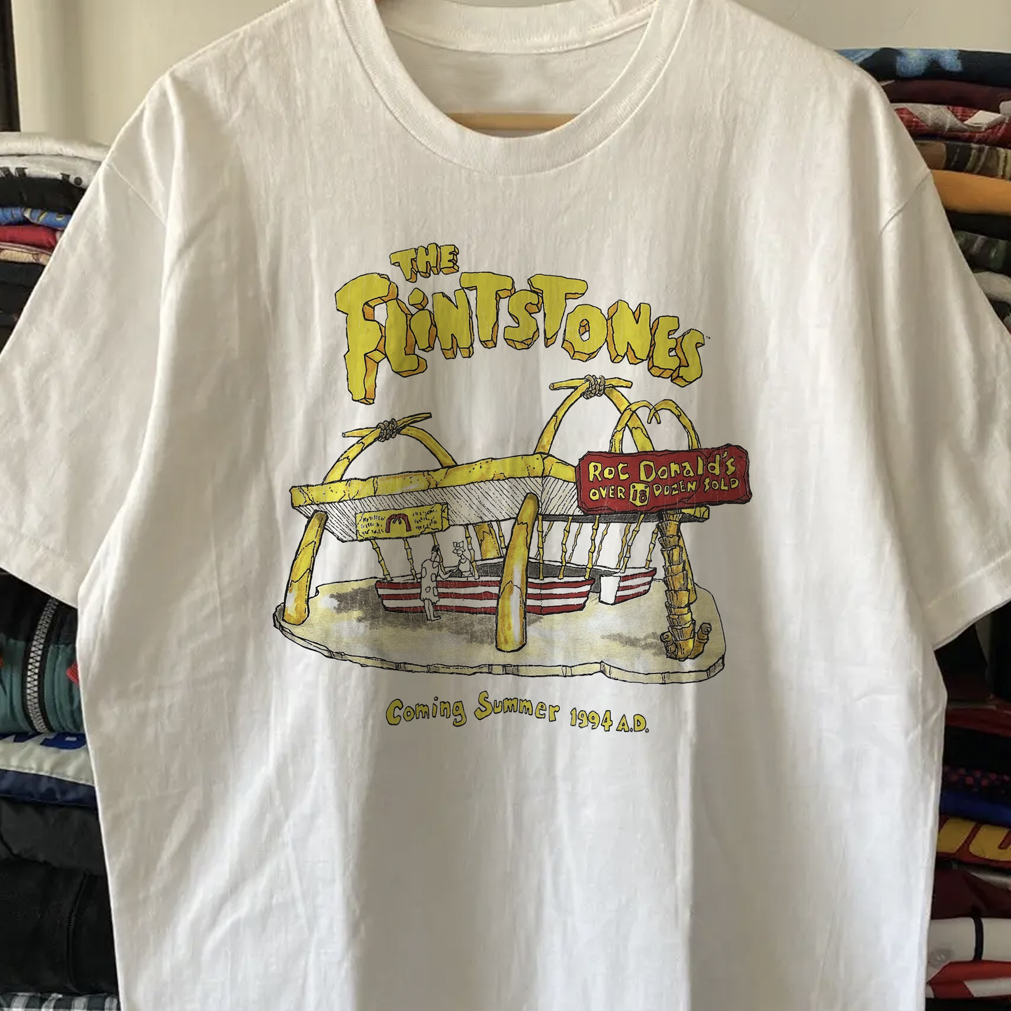 1994 The Flintstones Roc Donalds Promo Washed White Tee