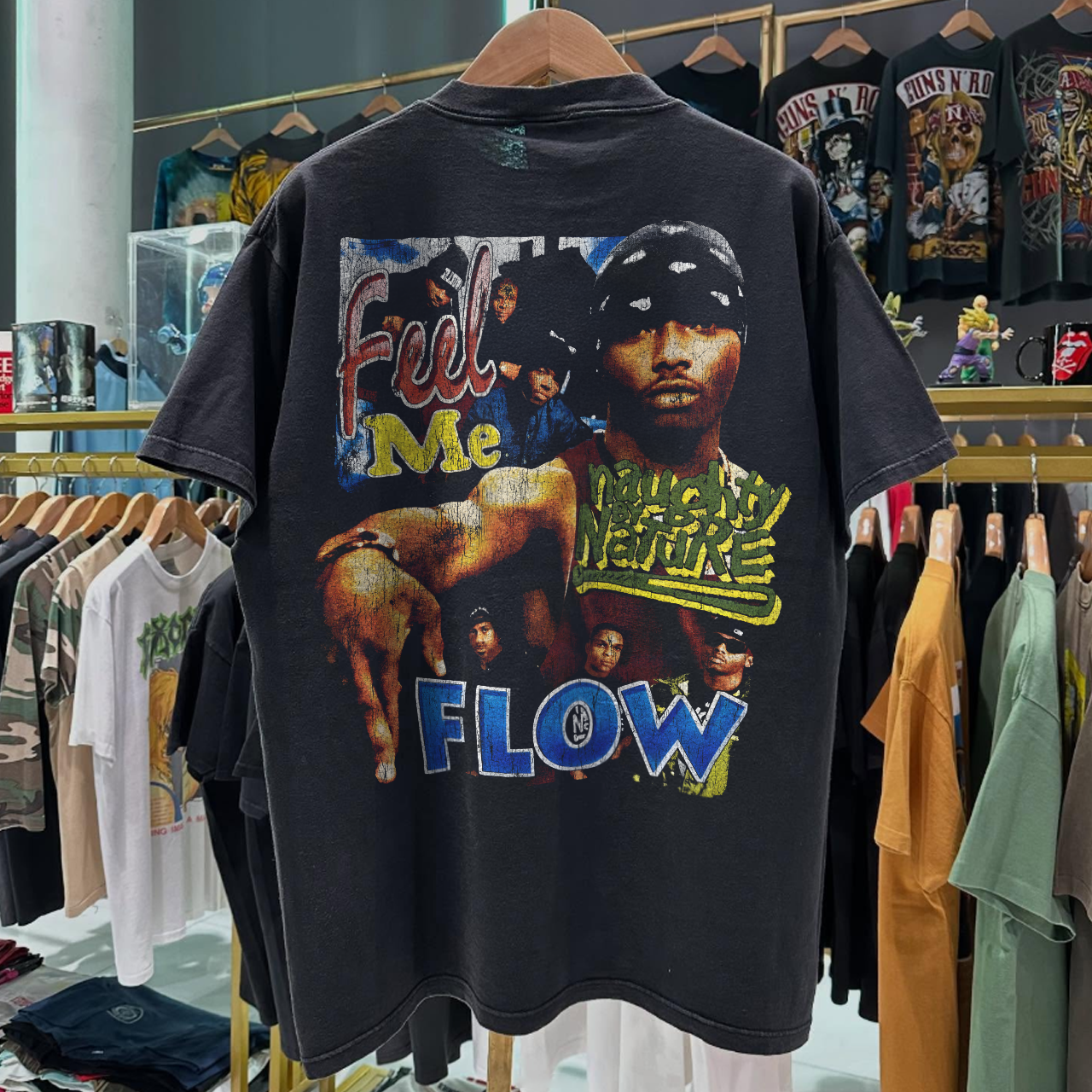 90s Naughty By Nature 'Poverty's Paradise' Rare Washed Black Rap-Tee