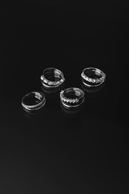 Double Band Pear Diamond Ring | 18K White Gold