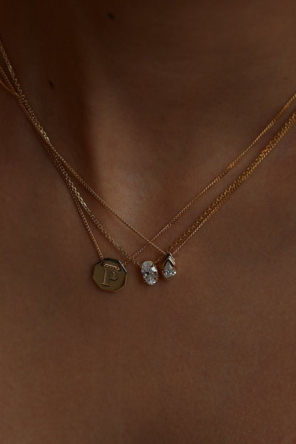 Oval Diamond Necklace | 18K Gold
