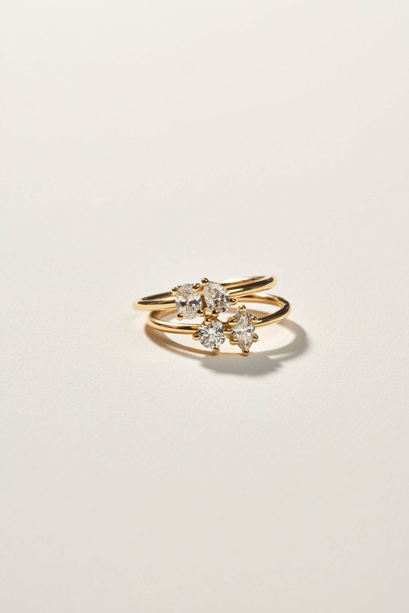 Pear Diamond and Oval Emerald Toi Et Moi Ring | 18K White Gold