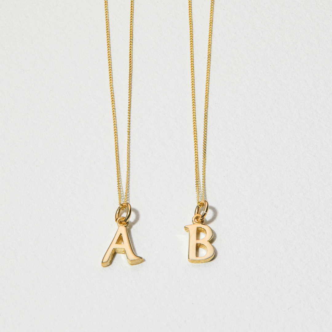 Gold Curve Initial Letter Necklace