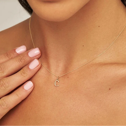 Gold Curve Initial Letter Necklace
