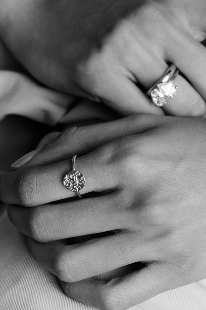 Mini Coin Ring | Silver or 9K White Gold