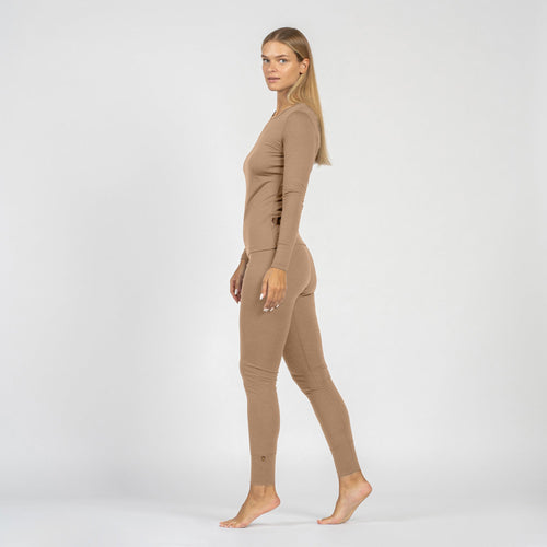 Women's 160 Long Sleeve & Bottoms 2-Piece Beige