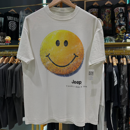 1999 Jeep 'Theres Only One' Smily Face Rare Washed White T-Shirt