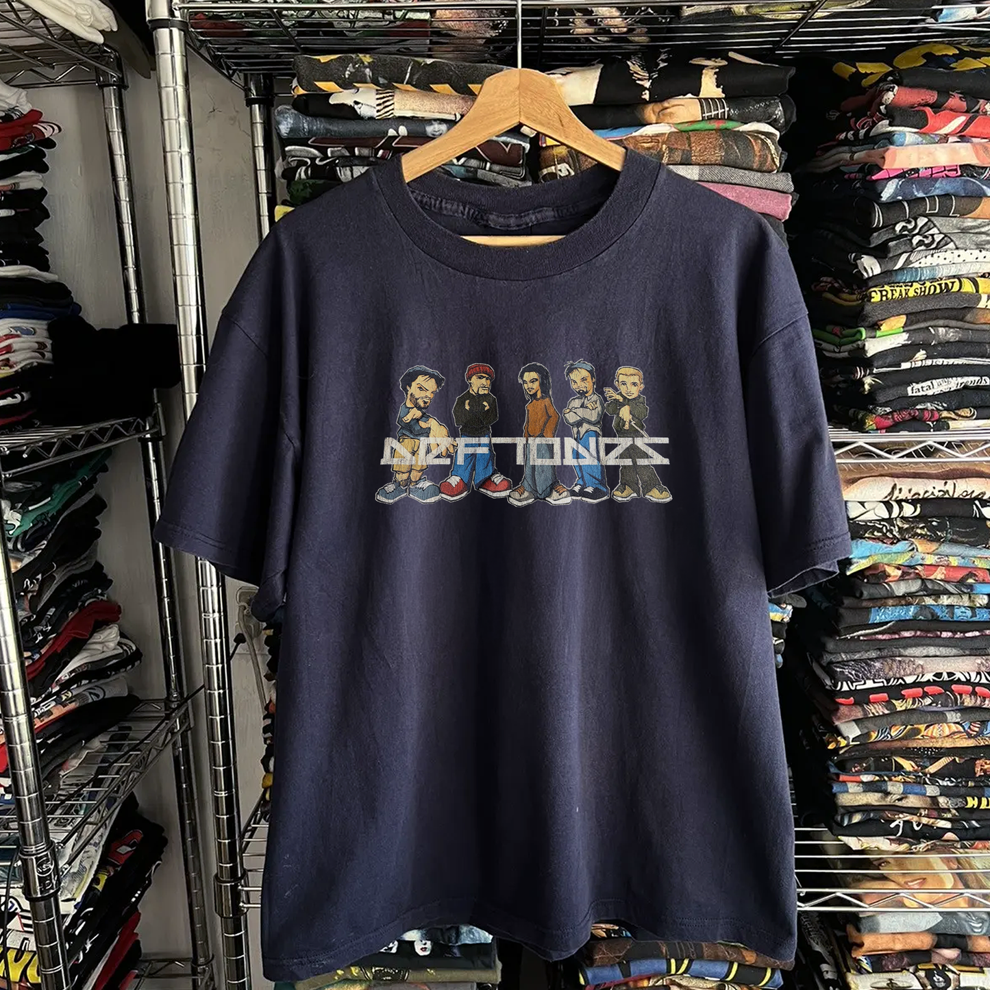 90s Deftones Cartoon Washed Navy Tee