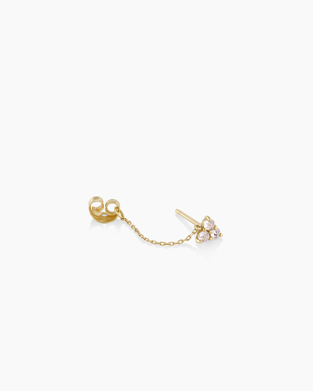 14K Gold White Sapphire Chain Single Huggie