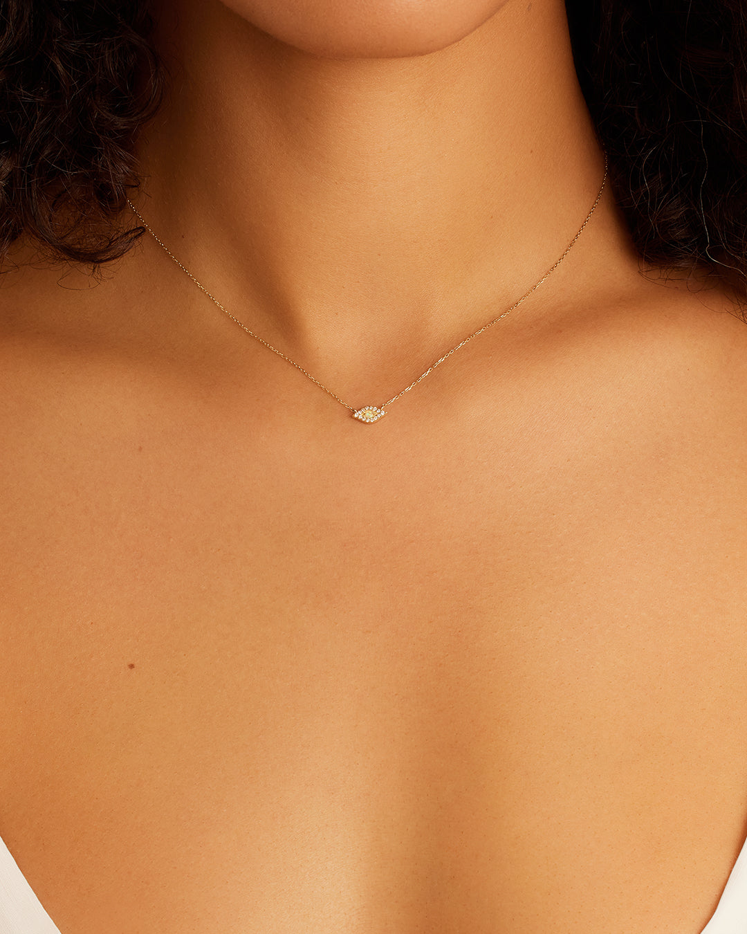 14K Diamond Evil Eye Necklace