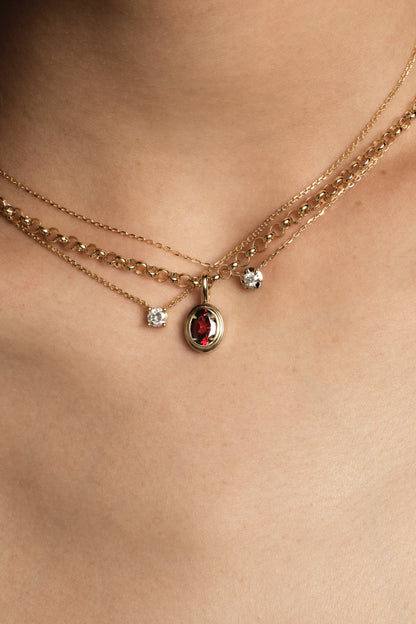 Roma Oval Gemstone Pendant | White Gold