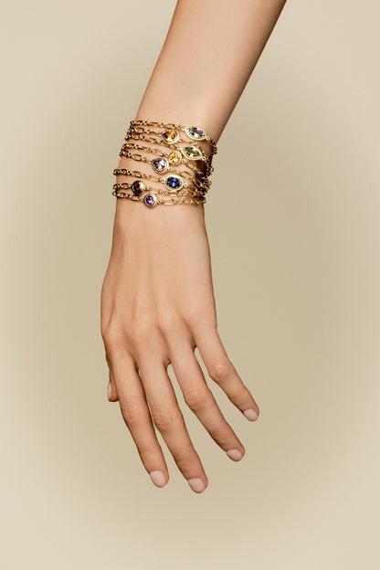 Roma Oval Gemstone Bracelet | Silver