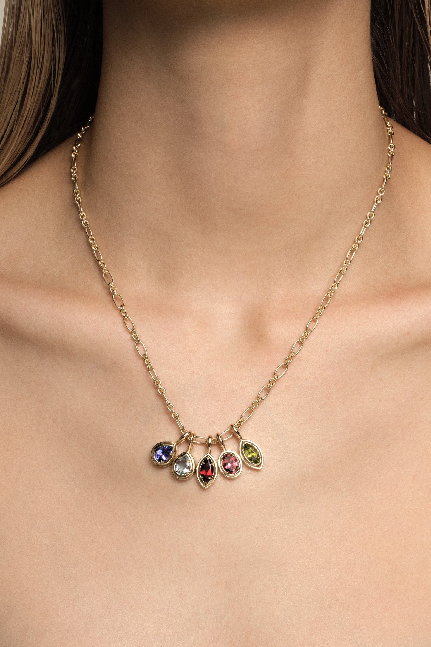 Roma Oval Gemstone Pendant | Yellow Gold