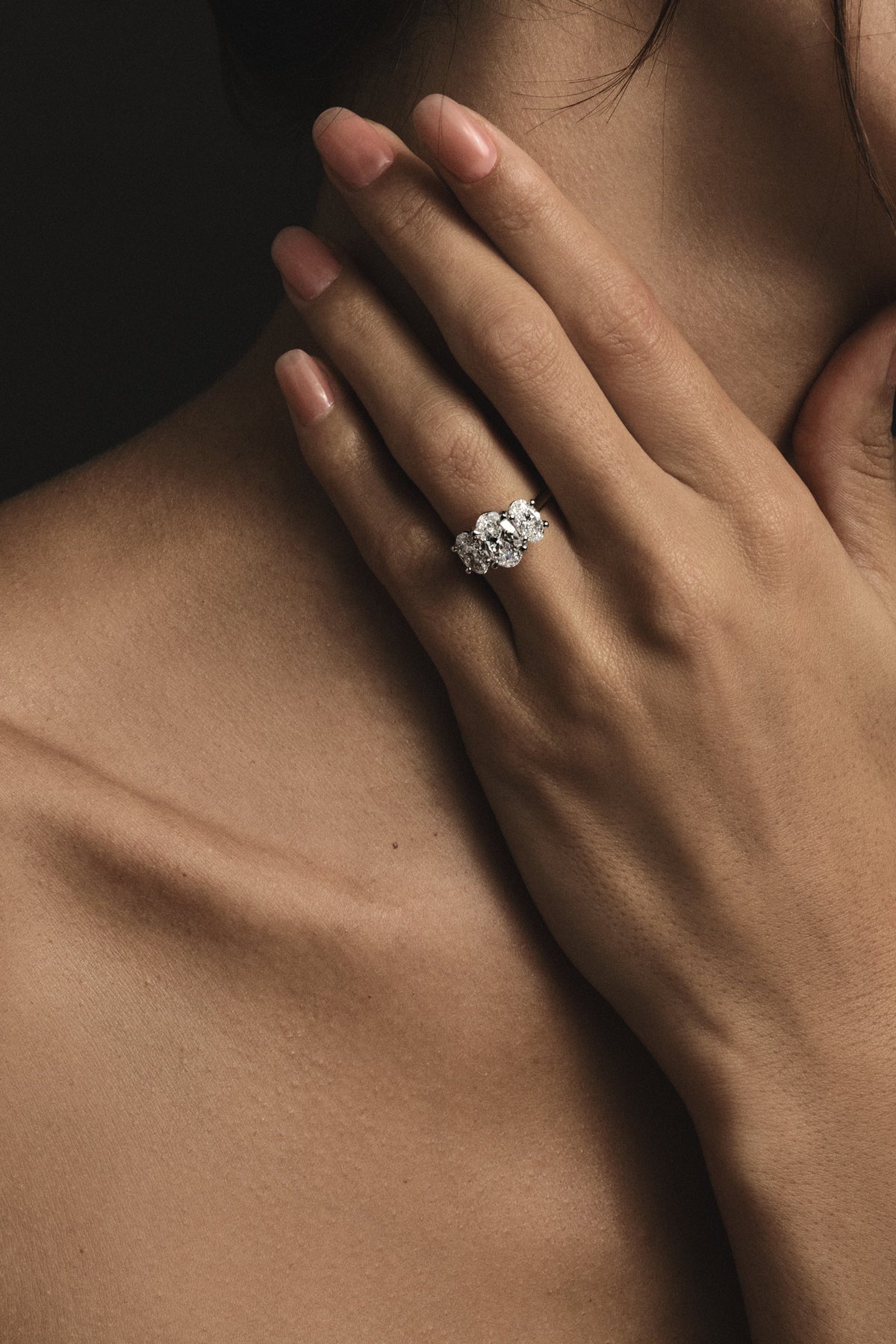 Oval Trilogy Diamond Ring | Traditional Band