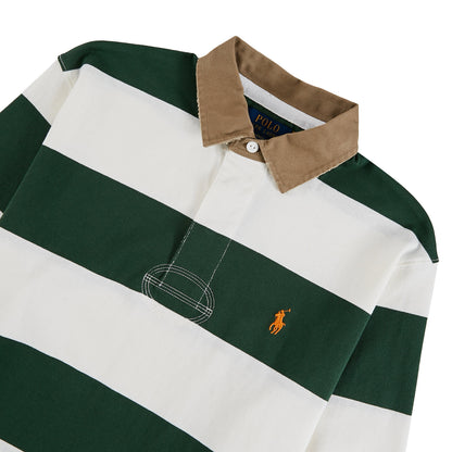 Khaki-Collar Rugby Shirt | Grass Green/Trophy Cream