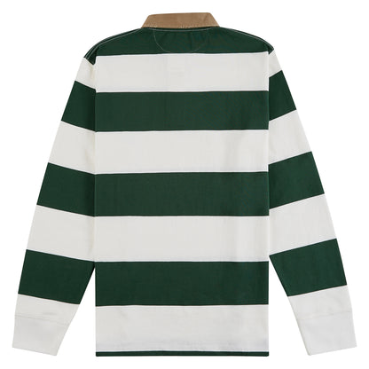 Khaki-Collar Rugby Shirt | Grass Green/Trophy Cream