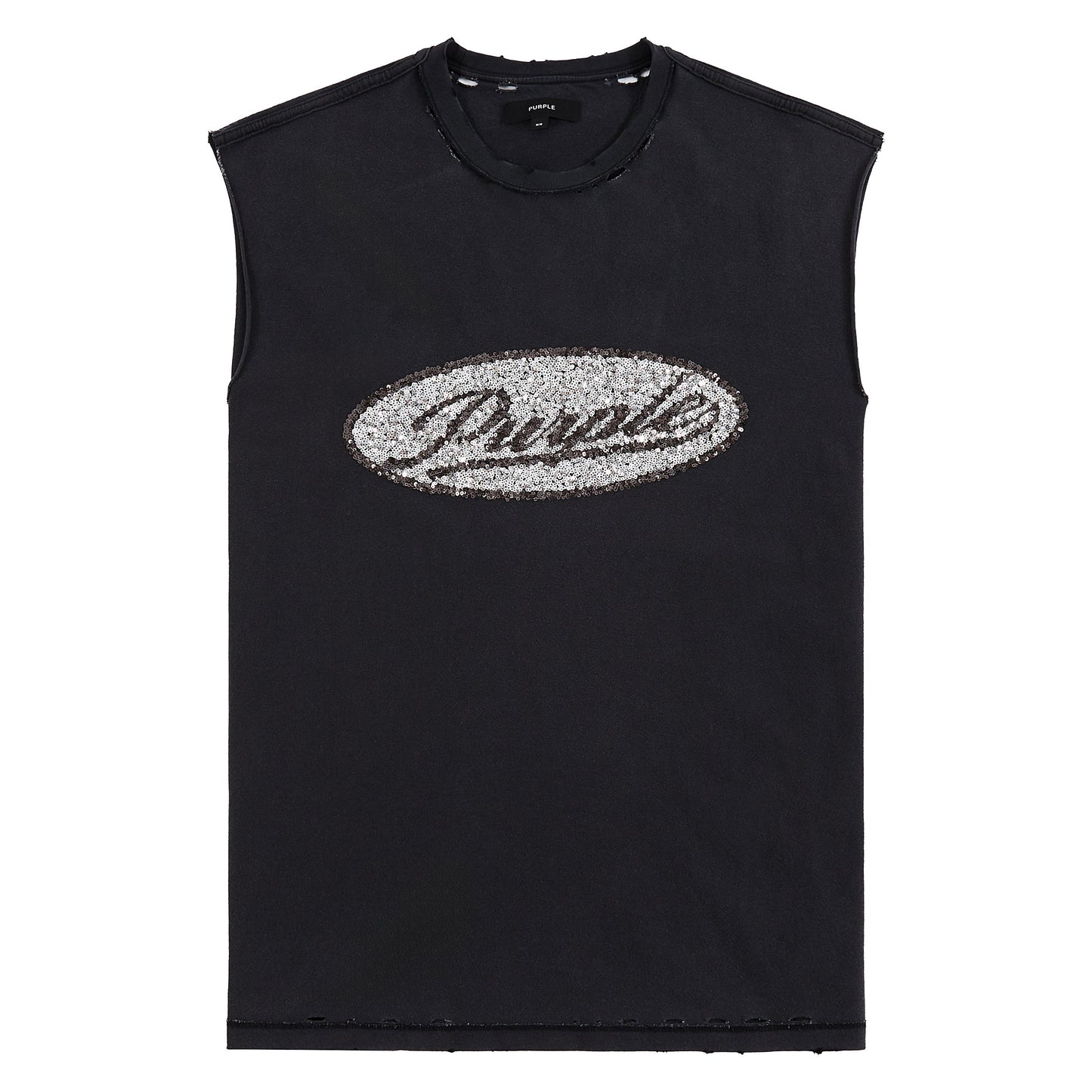Sequin Script Sleeveless Tee
