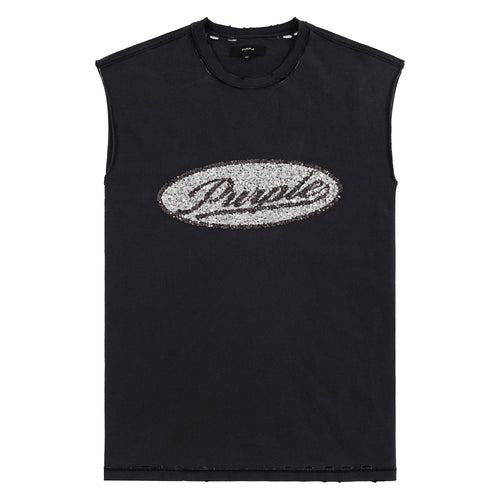 Sequin Script Sleeveless Tee