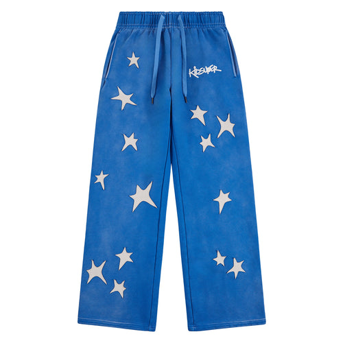 Patchwork Washed Sweatpant | Blue